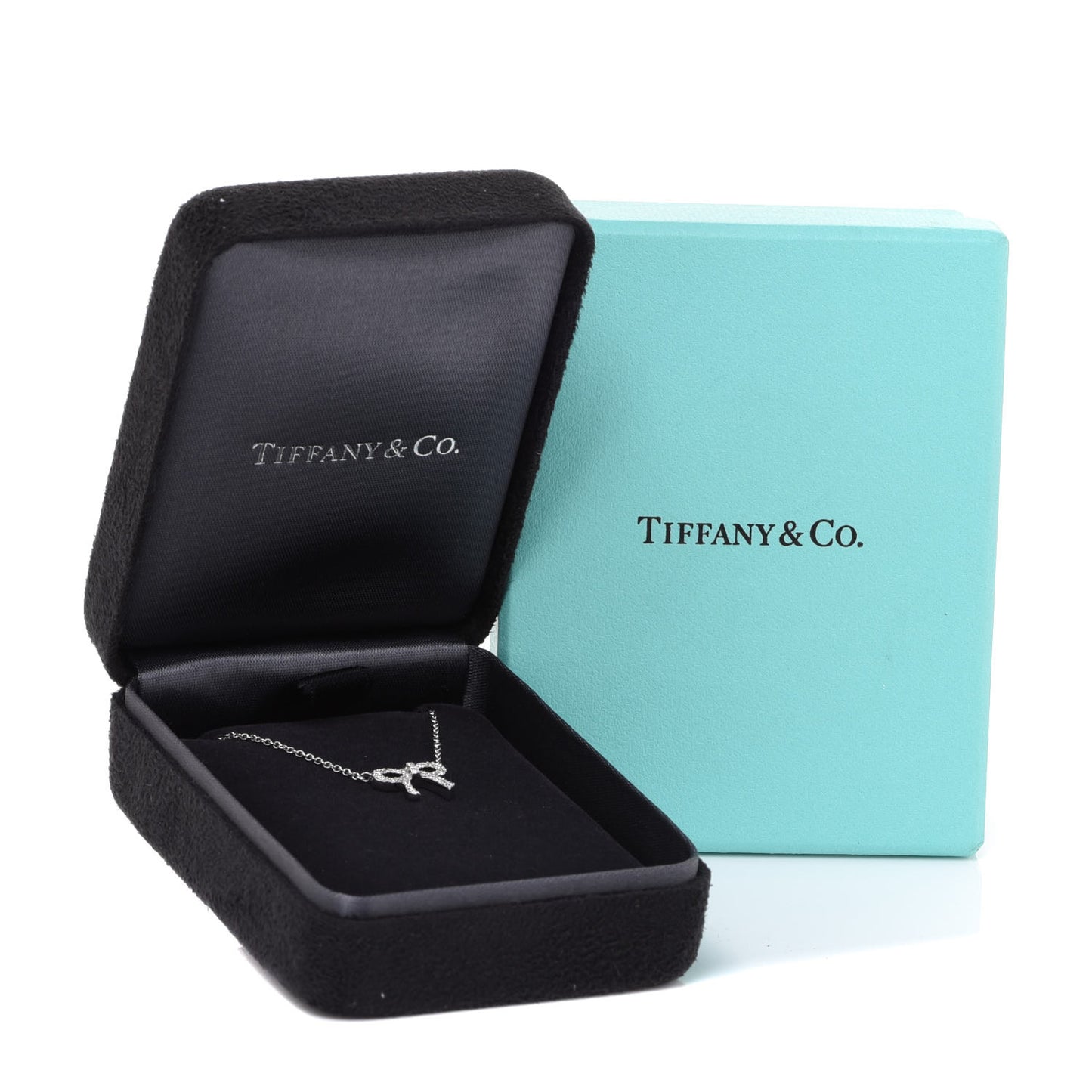 18K White Gold Diamond Mini Bow Pendant Necklace