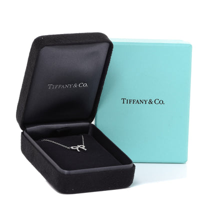 Tiffany 18K White Gold Diamond Mini Bow Pendant Necklace 6 of 6