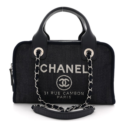 Chanel Denim Deauville Bowling Bag Blue 1 of 12