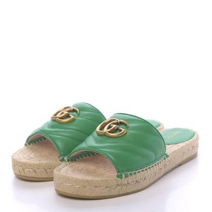 Gucci Nappa Matelasse GG Marmont Espadrille Slide Sandals 35 New Shamarock 3 of 11