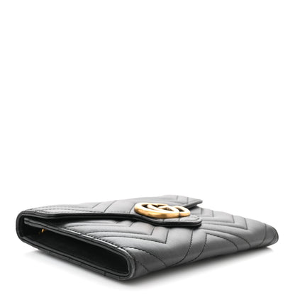 Gucci Calfskin Matelasse Mini GG Marmont Chain Wallet Black 4 of 9