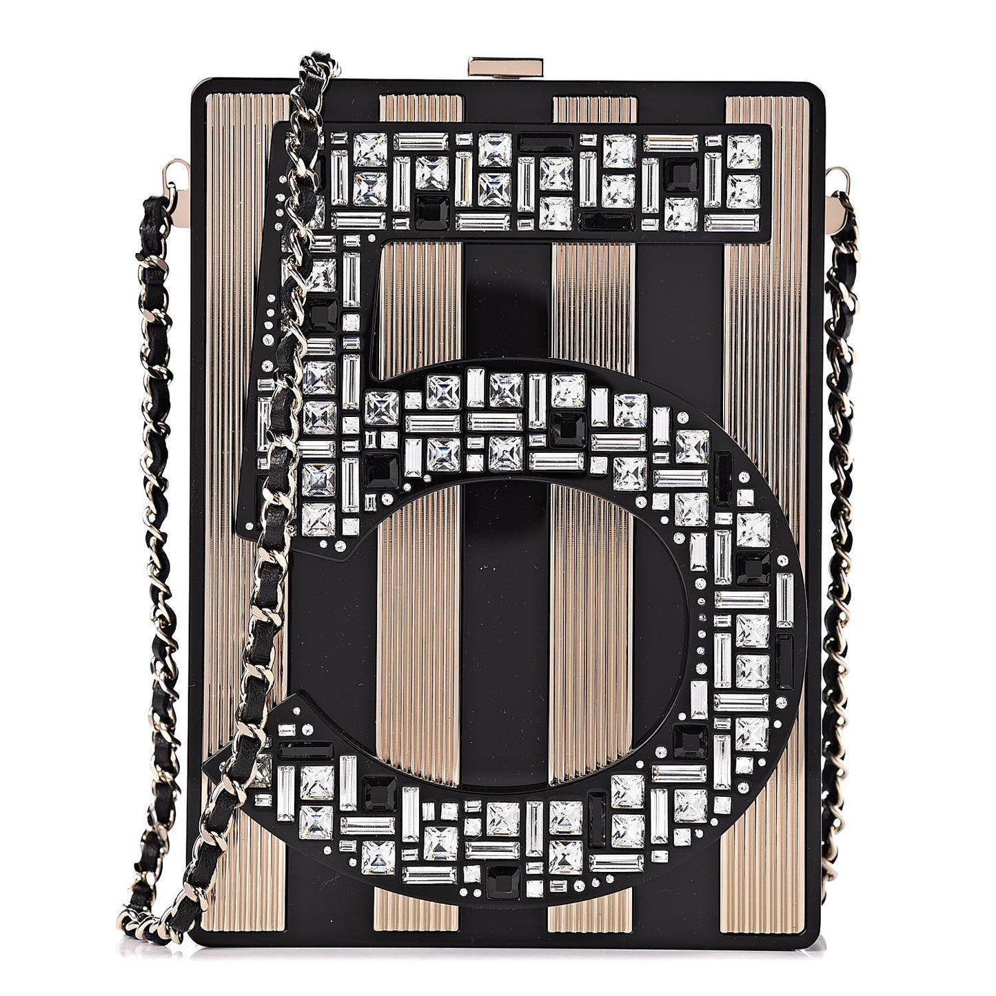 Plexiglass Strass N°5 Minaudiere Black Gold