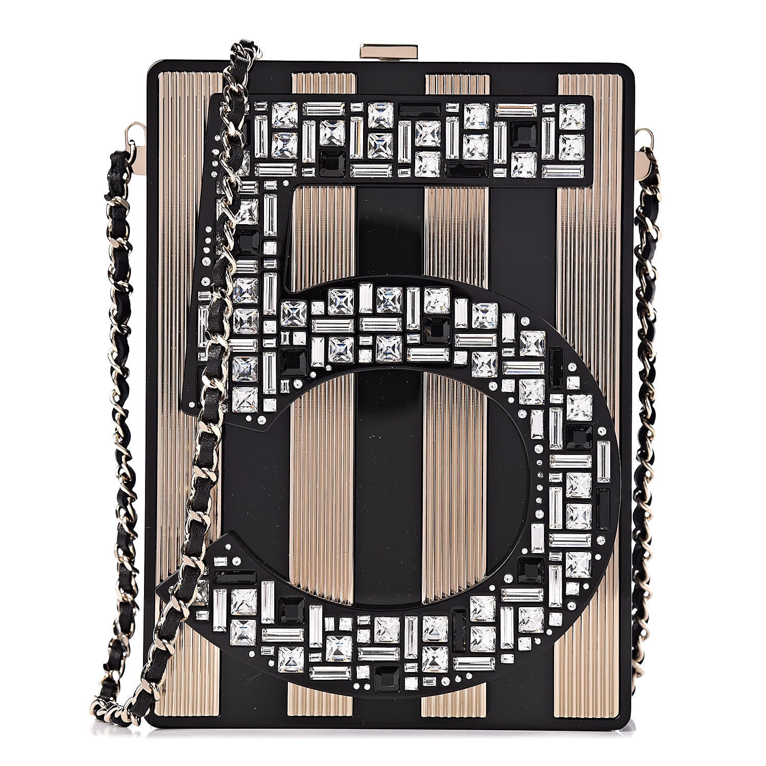 Chanel Plexiglass Strass N°5 Minaudiere Black Gold 1 of 10