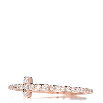 Tiffany 18K Rose Gold Diamond T Wire Band Ring 52 6 3 of 6
