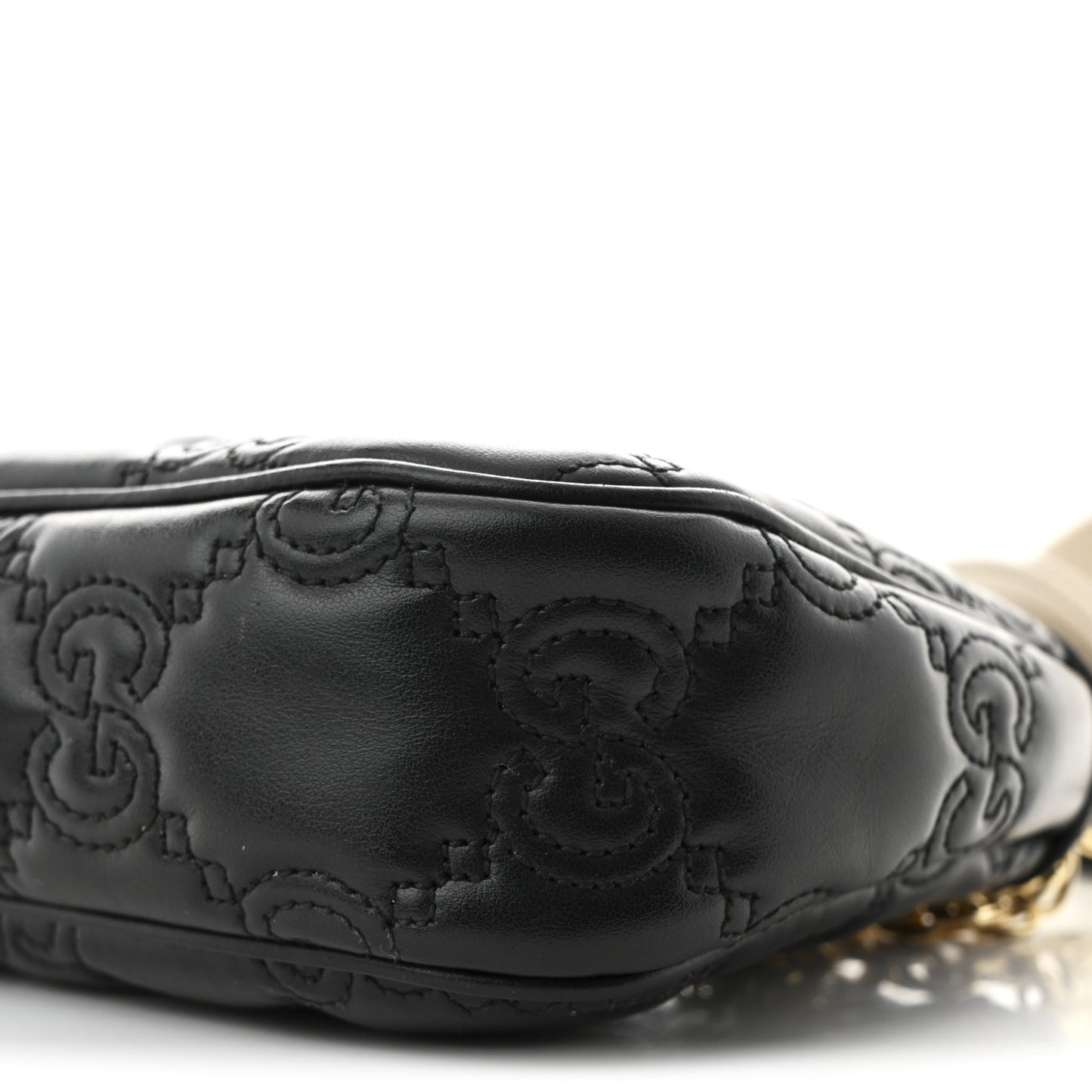 Calfskin GG Matelasse Chain Handbag Black Natural