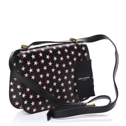 Saint Laurent Smooth Calfskin Star Print Small Spontini Saddle Bag Black Ivory Red 3 of 11
