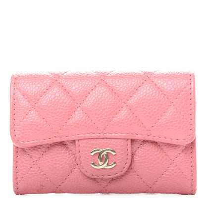 Chanel Caviar Quilted Flap Card Holder Pink 1 of 8