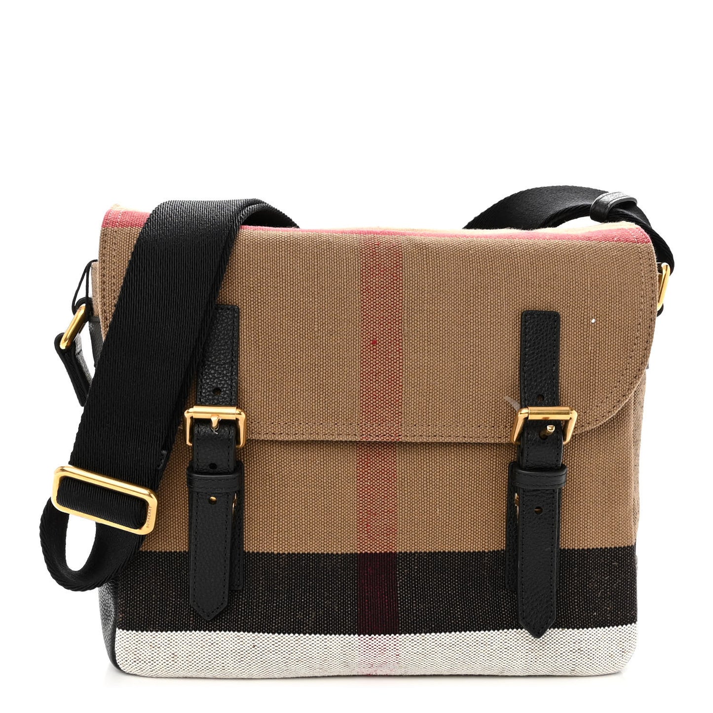 Canvas Mega Check Small Baildon Messenger Bag Black