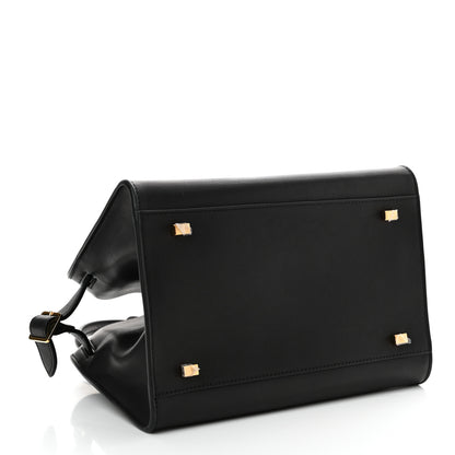 The Row Polished Saddle Calfskin Soft Margaux 10 Bag Black 4 of 9