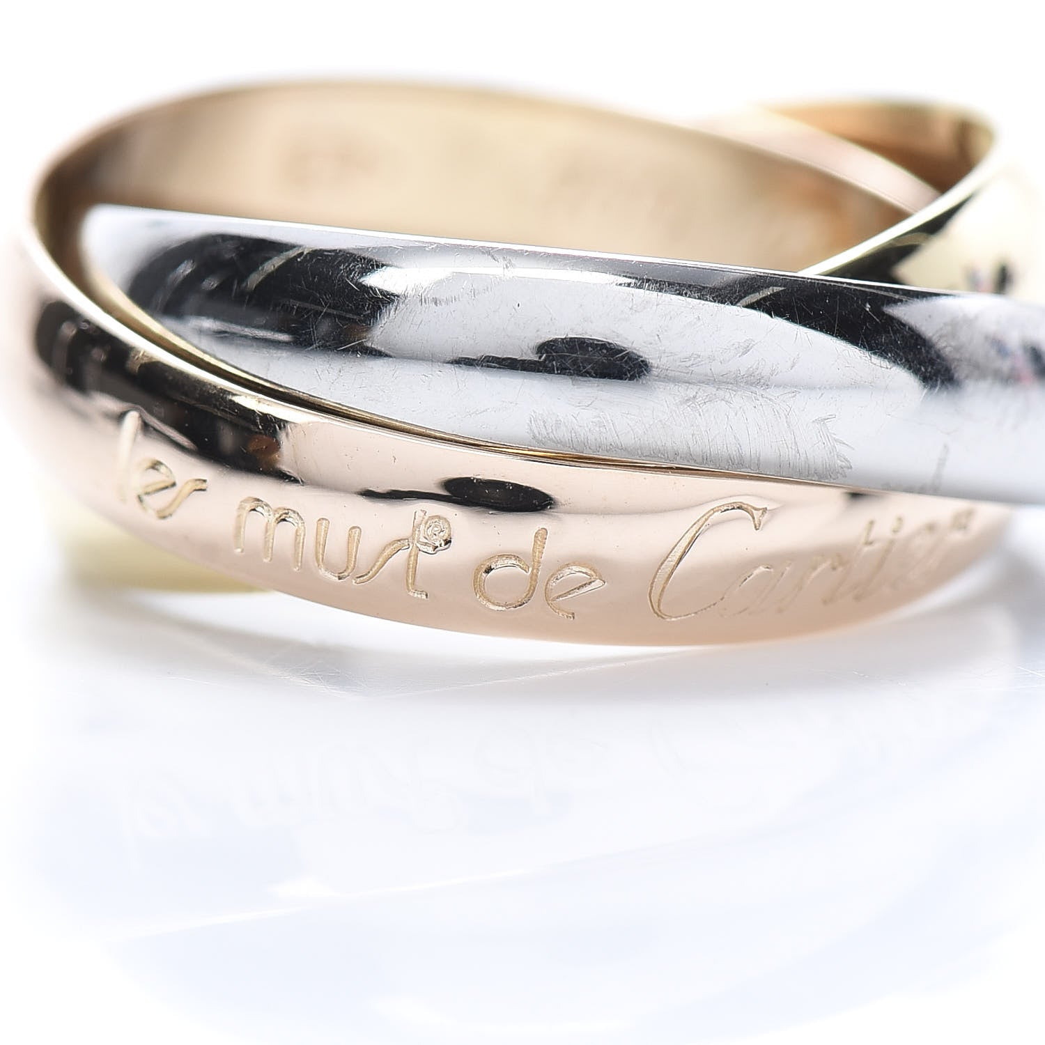 Cartier 18K Pink Yellow White Gold Classic Les Must De Trinity Ring 48 4.5 4 of 6