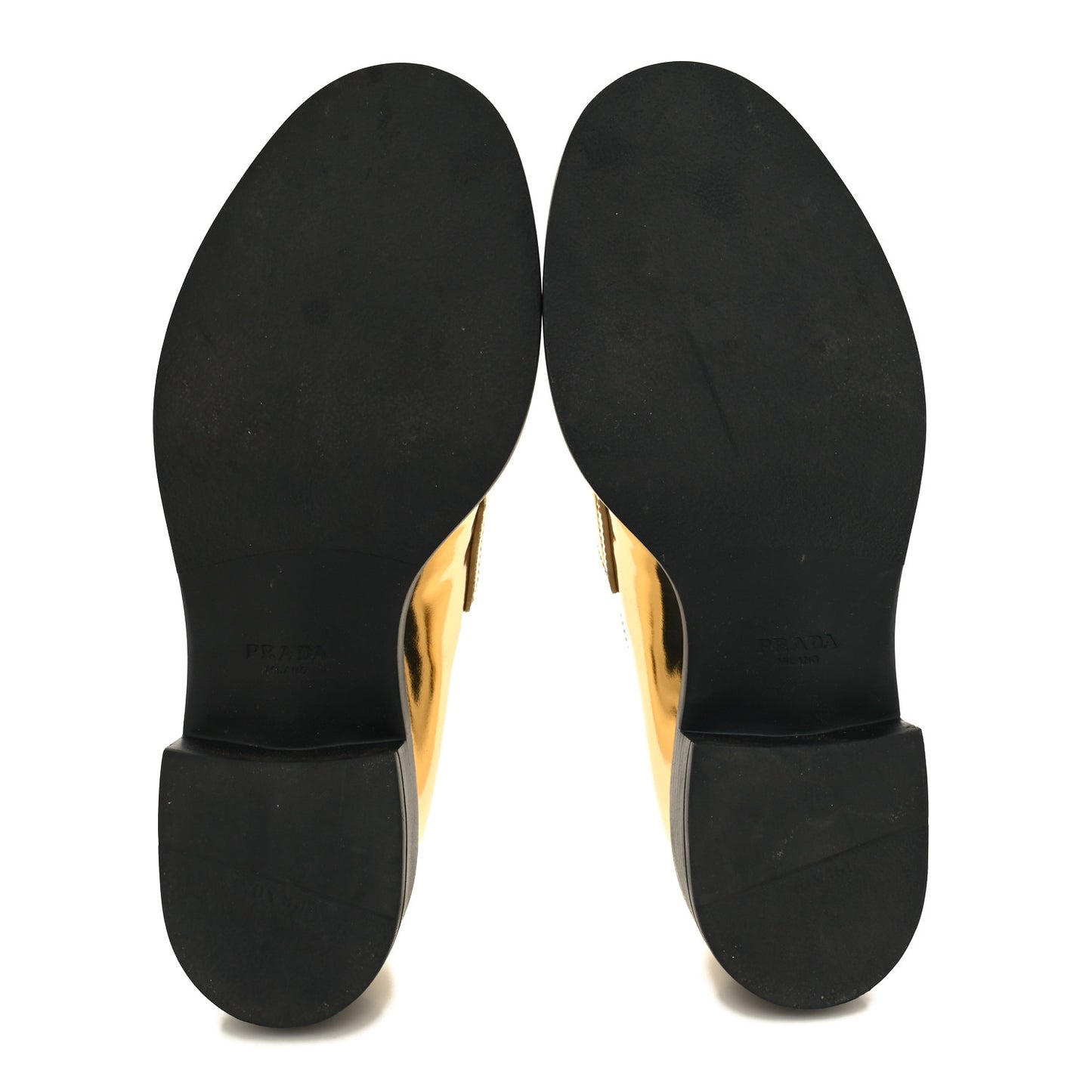 Metallic Brushed Calfskin Metal Triangle Logo 50mm Loafers 38.5 Platino