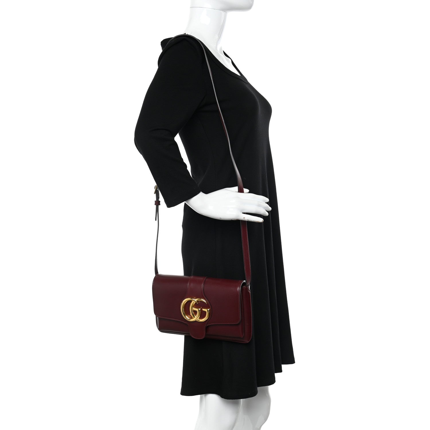 Gucci Vitello Palmellato Lux Small Arli Flap Shoulder Bag Vintage Bordeaux 2 of 13