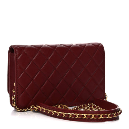 Chanel Lambskin Quilted Infinity Wallet On Chain WOC Burgundy 3 of 13