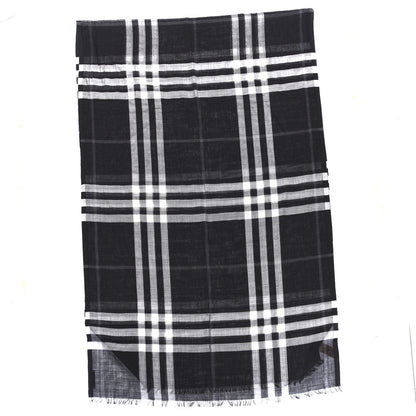 Burberry Silk Wool Check Lightweight Scarf Black 2 of 4