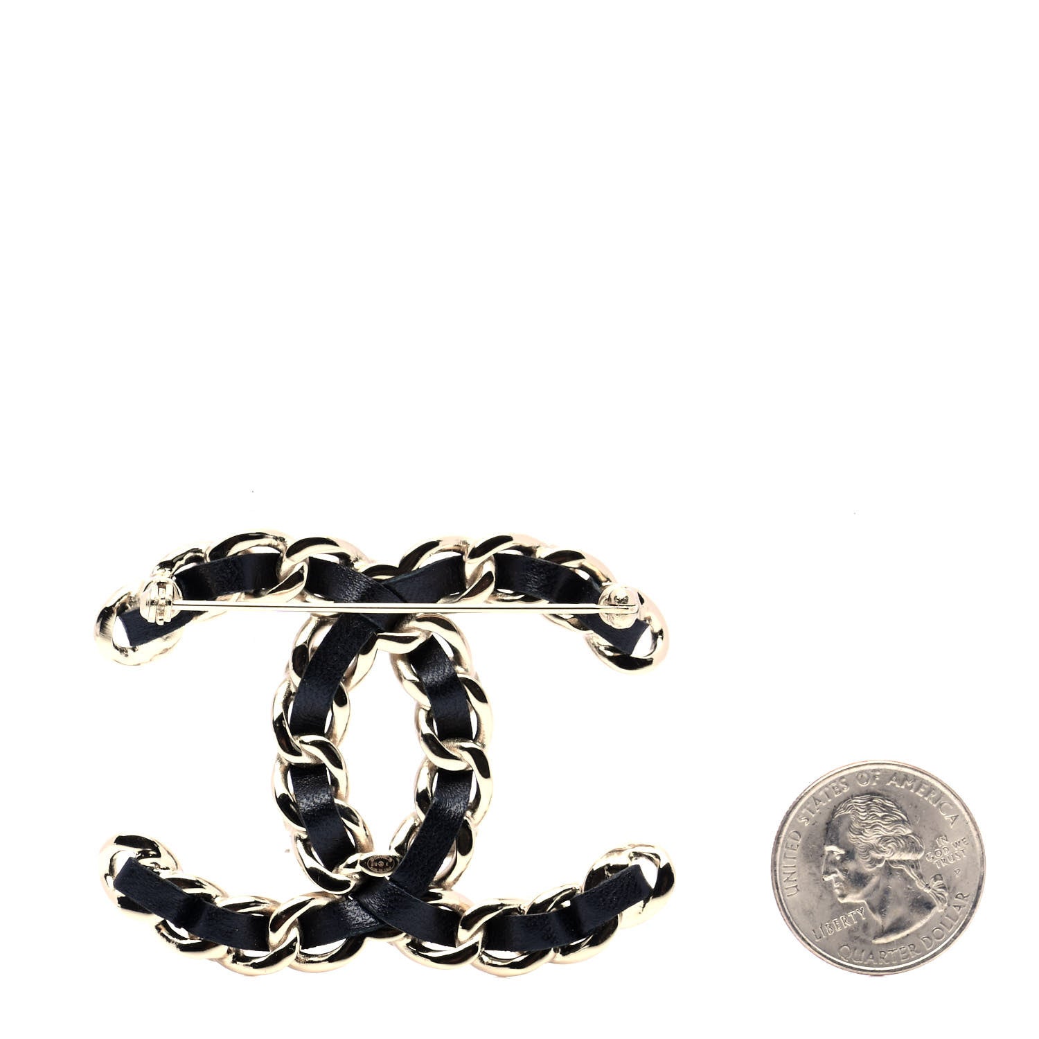 Chanel Lambskin Pearl CC Chain Brooch Black Gold 2 of 4