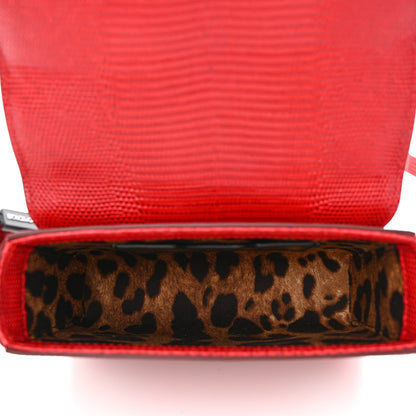 Dolce & Gabbana Lizard Embossed Crystal Embellished DG Millennials Mini Crossbody Bag Red 5 of 10