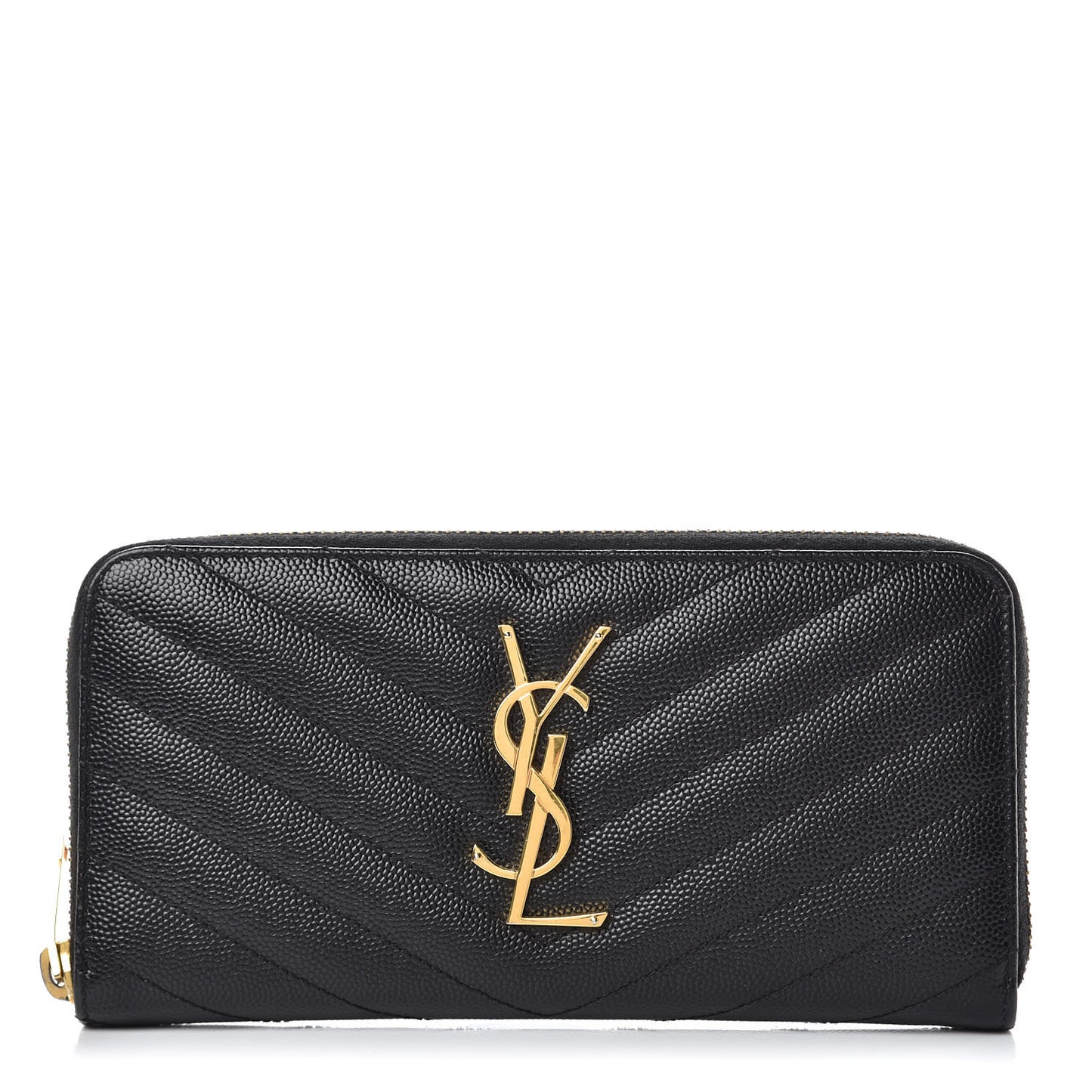 Grain De Poudre Matelasse Chevron Monogram Zip Around Wallet Black
