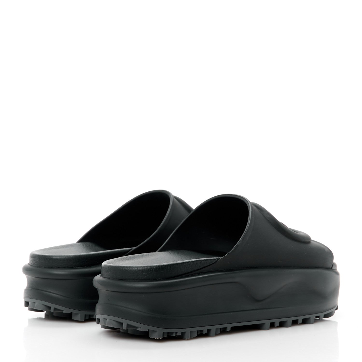 Gucci Soft Rubber Womens Interlocking G Platform 42mm Slide Sandals 38 Black 4 of 9