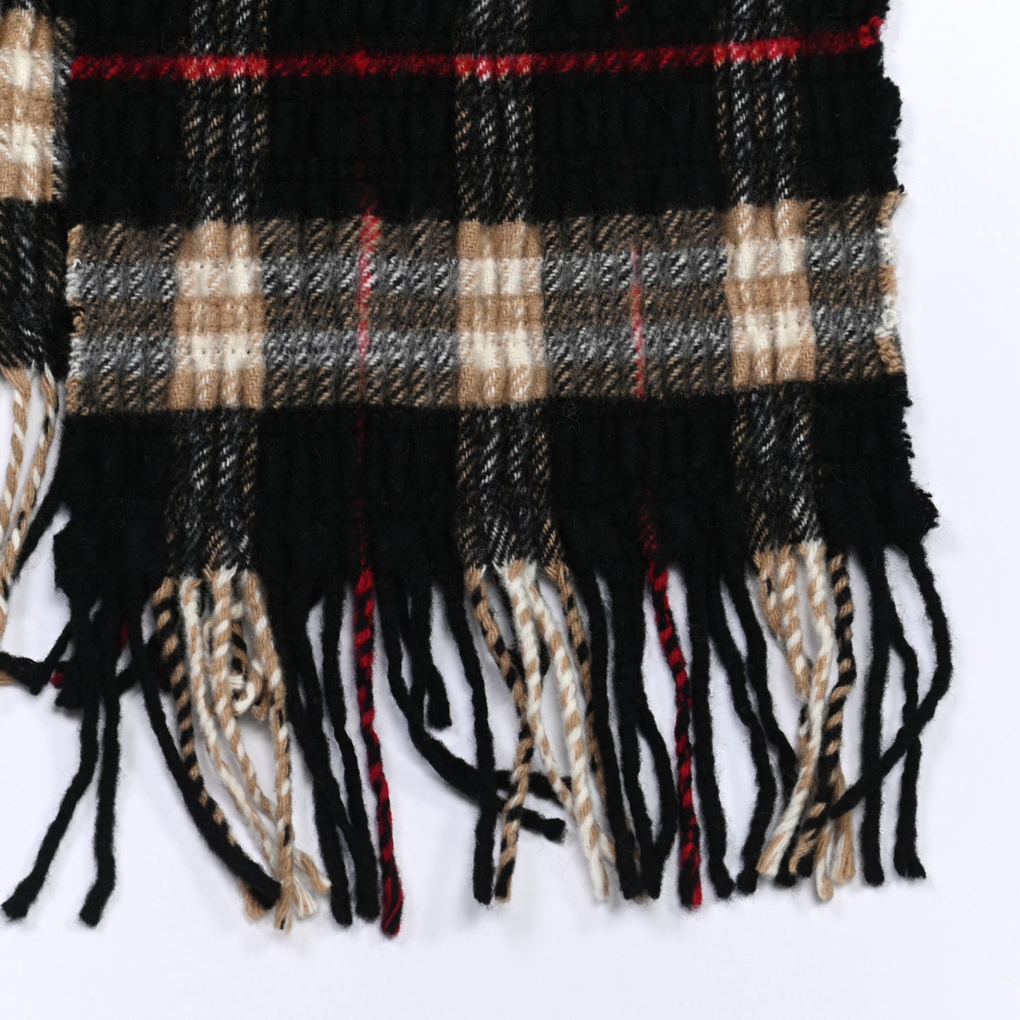 Merino Wool Cashmere Fringe Scarf Black