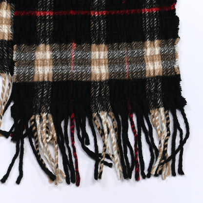 Burberry Merino Wool Cashmere Fringe Scarf Black 6 of 8