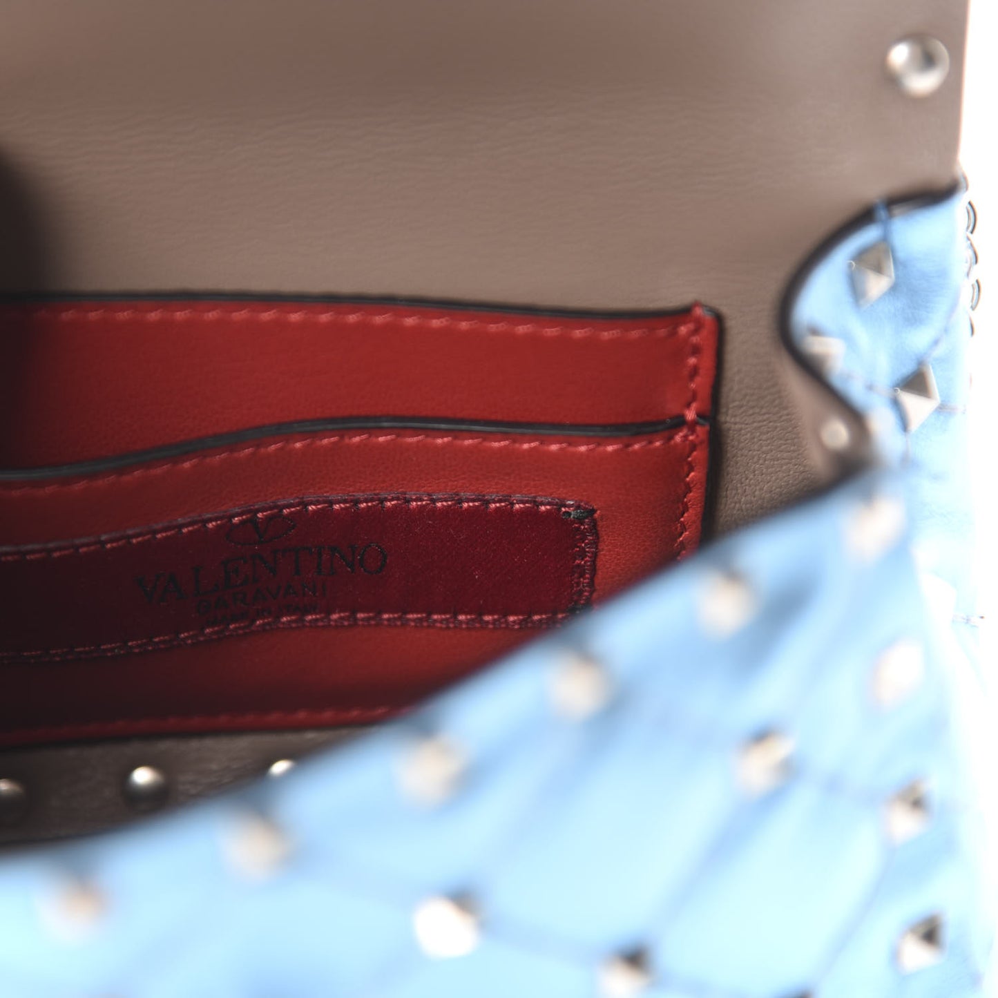 Metallic Nappa Micro Rockstud Spike Shoulder Bag Cerulean