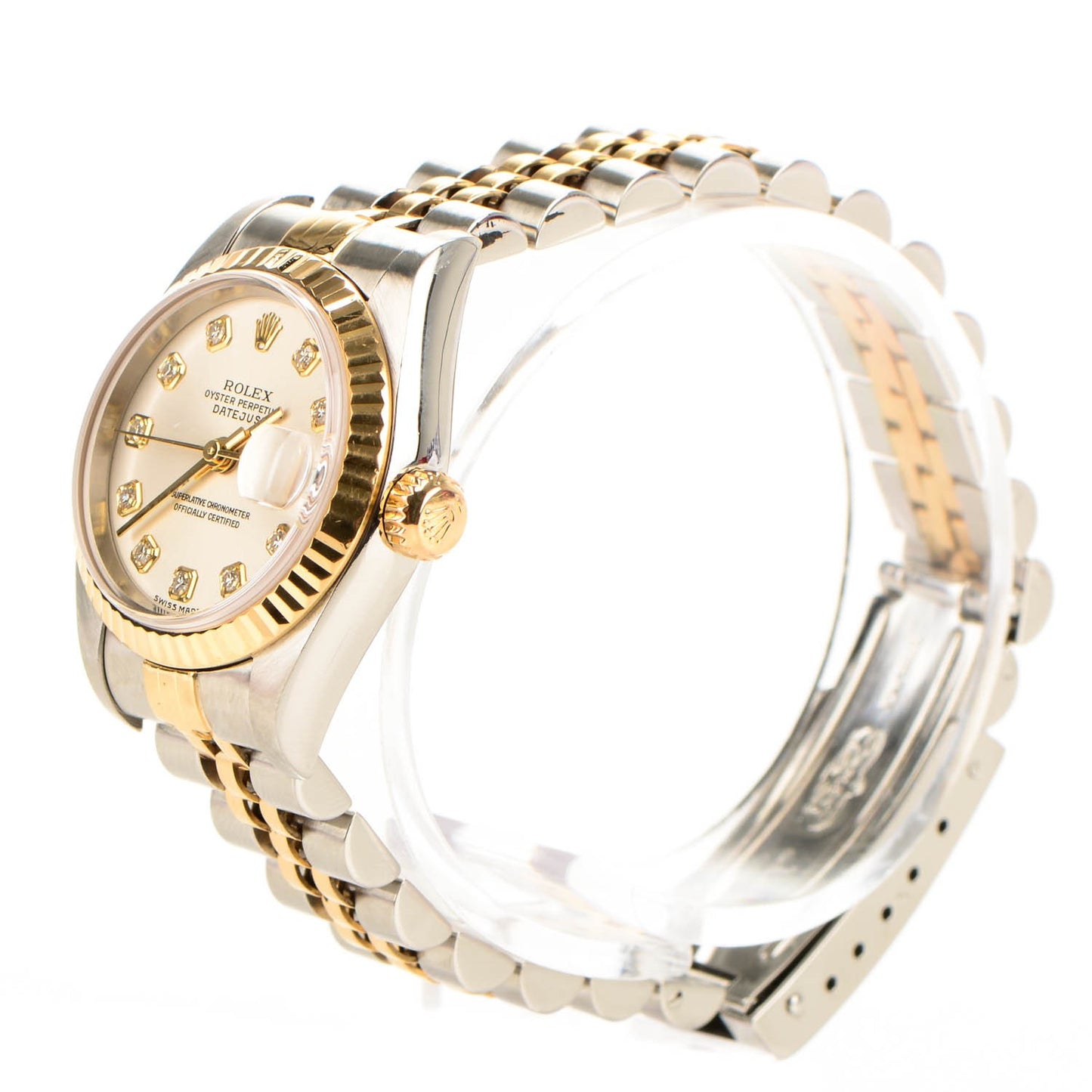 Stainless Steel 18K Yellow Gold Diamond 26mm Oyster Perpetual Datejust Watch Silver 79173