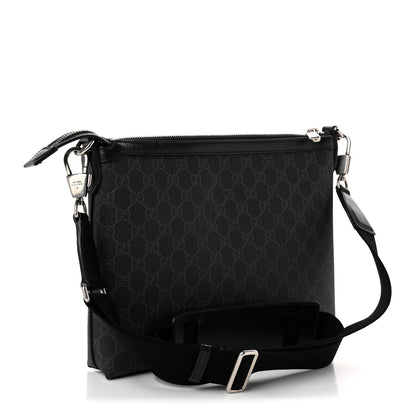Gucci GG Supreme Monogram Azalea Calfskin Retro Interlocking G Wristlet Messenger Bag Black 3 of 10