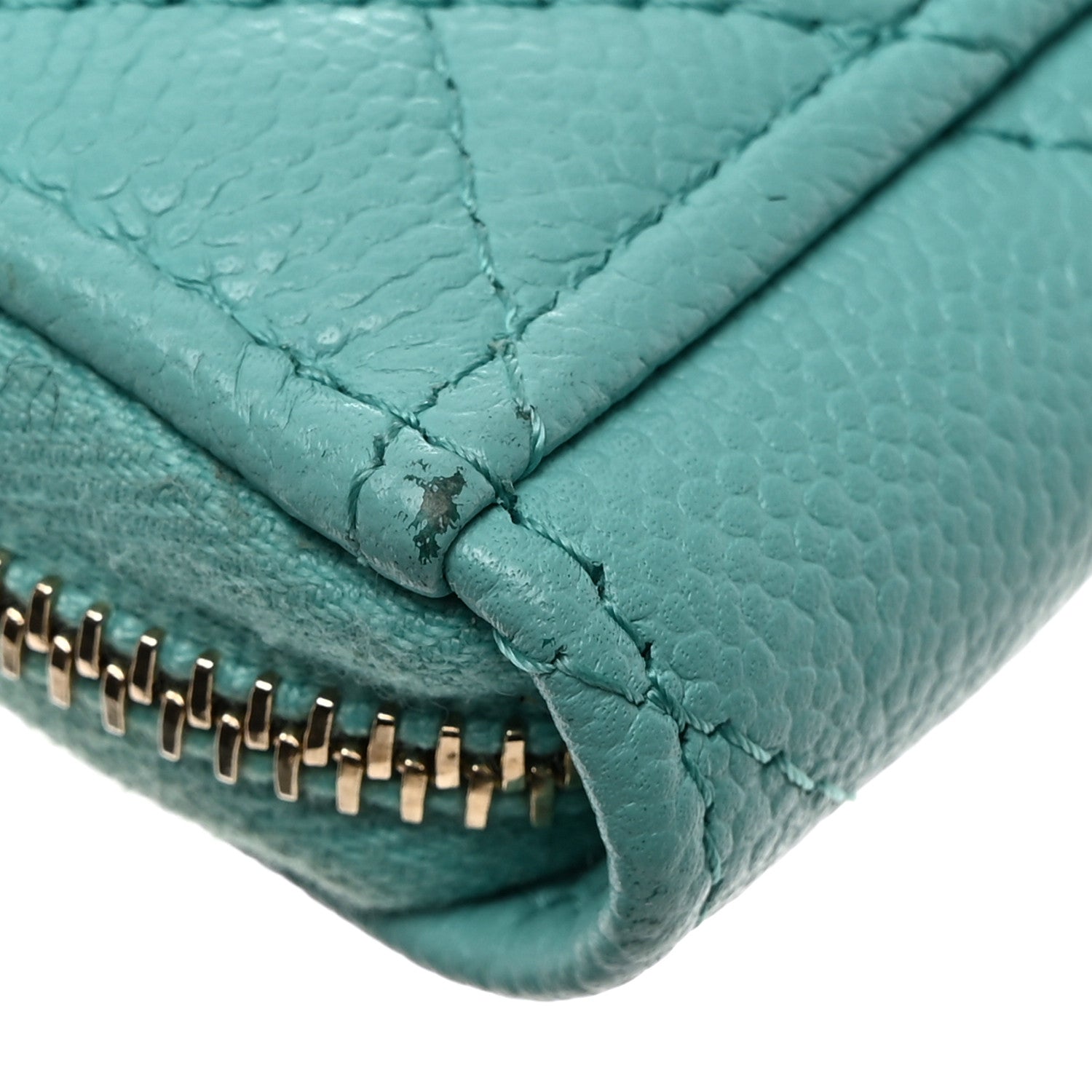 Chanel Caviar Quilted CC Zip Around Card Holder Blue 11 of 13