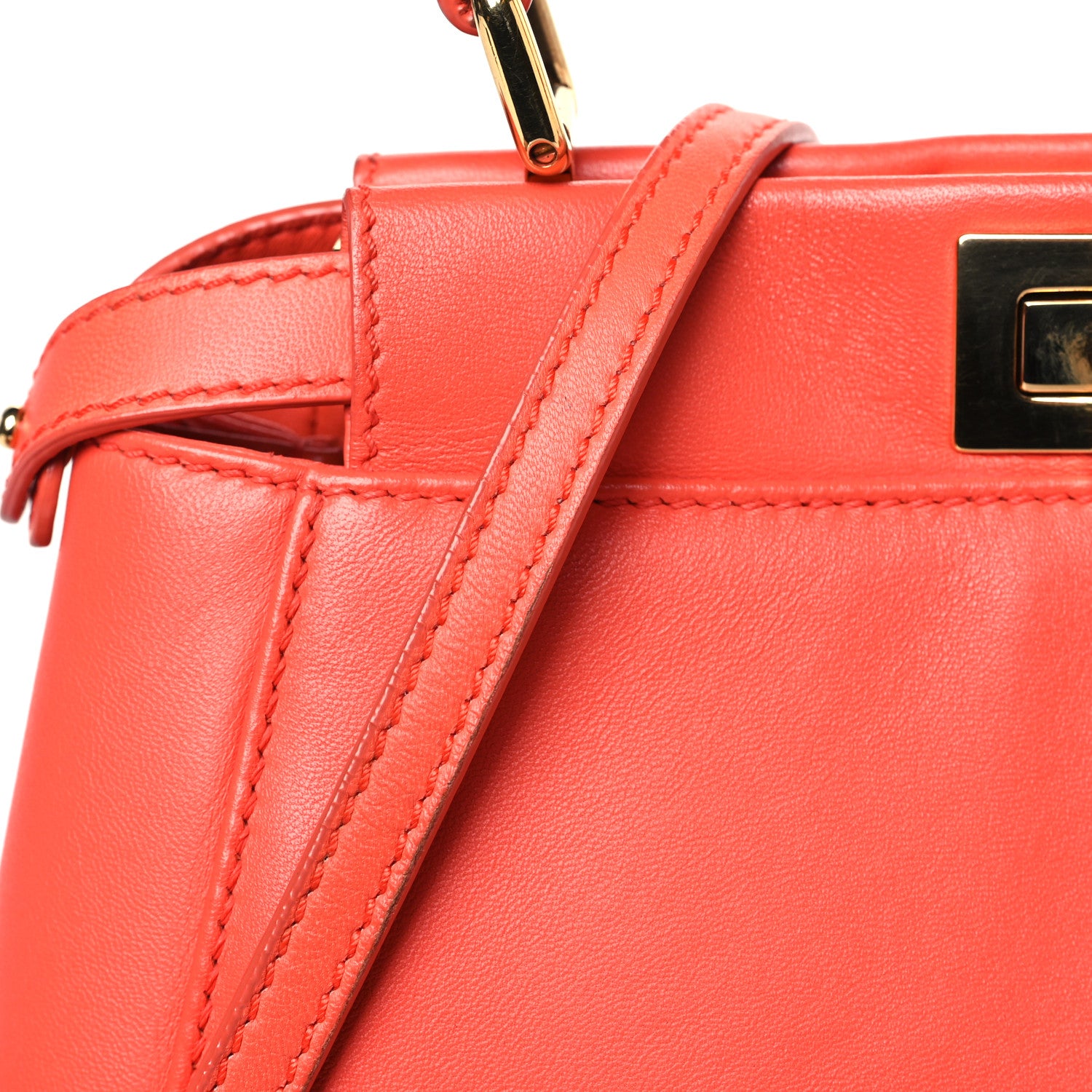 Fendi Nappa Mini Peekaboo Iconic Satchel Azalea 10 of 10