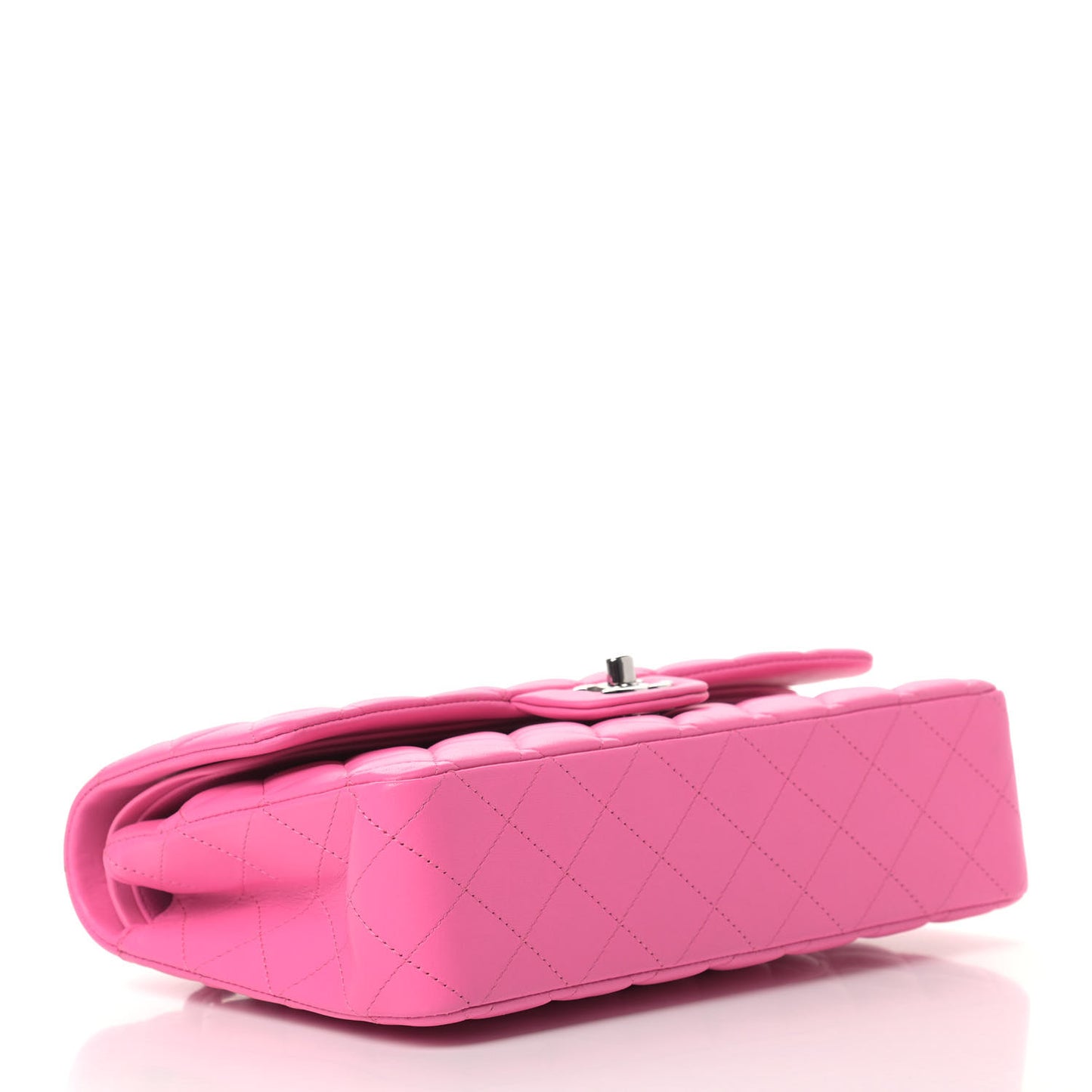 Lambskin Quilted Medium Double Flap Neon Pink