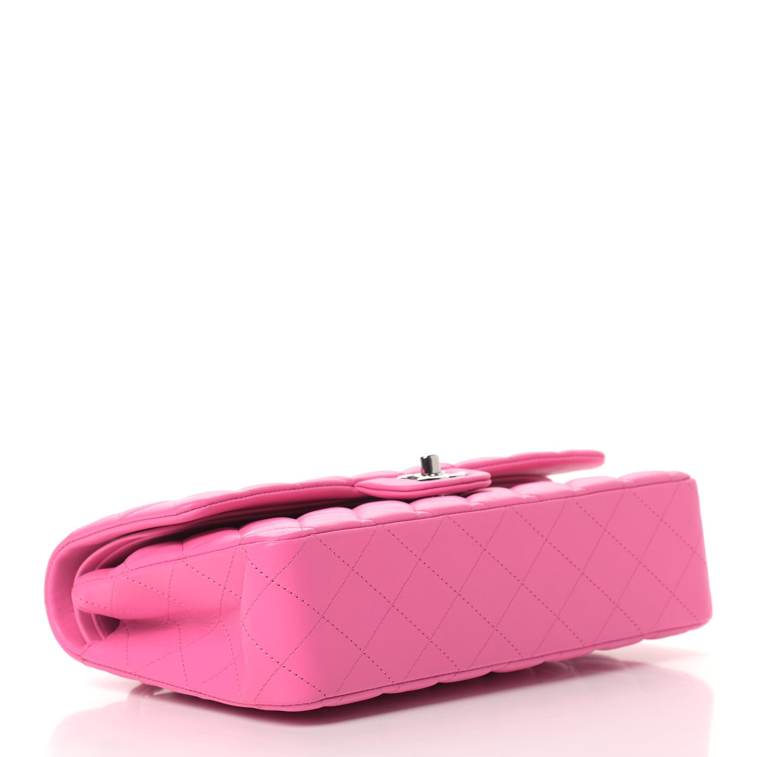 Chanel Lambskin Quilted Medium Double Flap Neon Pink 4 of 9