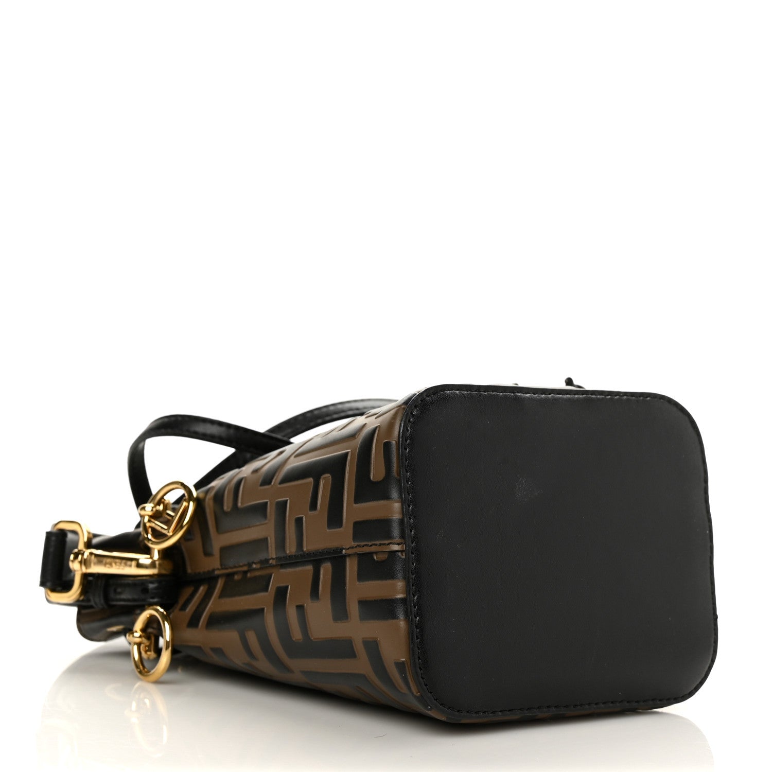 Fendi Vitello Liberty F is Fendi Bi-Color FF 1974 Embossed Mini Mon Tresor Bucket Bag Maya Black 4 of 10