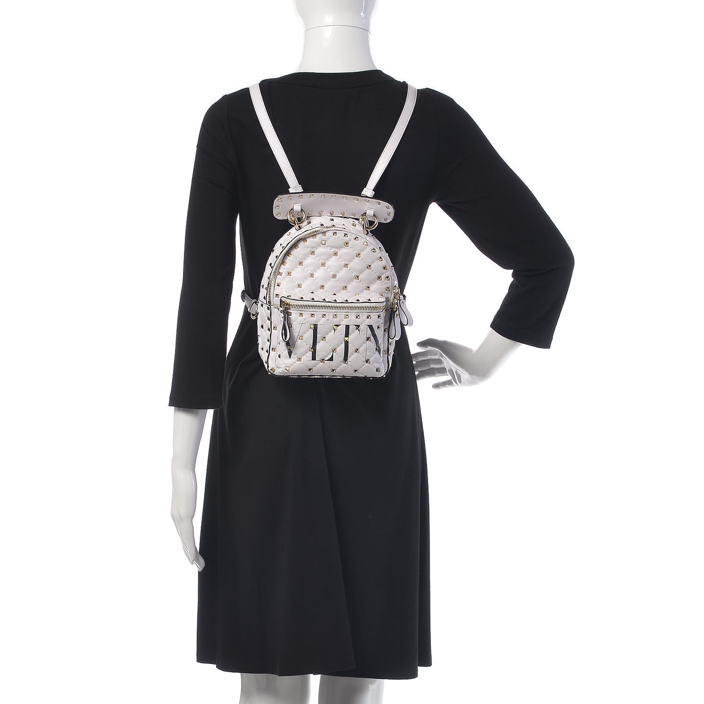 Lambskin VLTN Print Quilted Mini Rockstud Spike Backpack White