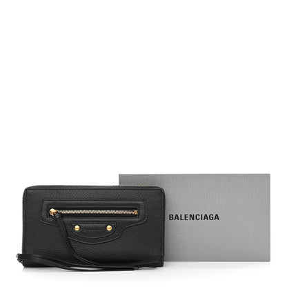 Balenciaga Grained Calfskin Neo Classic Gold Hardware Continental Zip Around Wallet Black 8 of 8