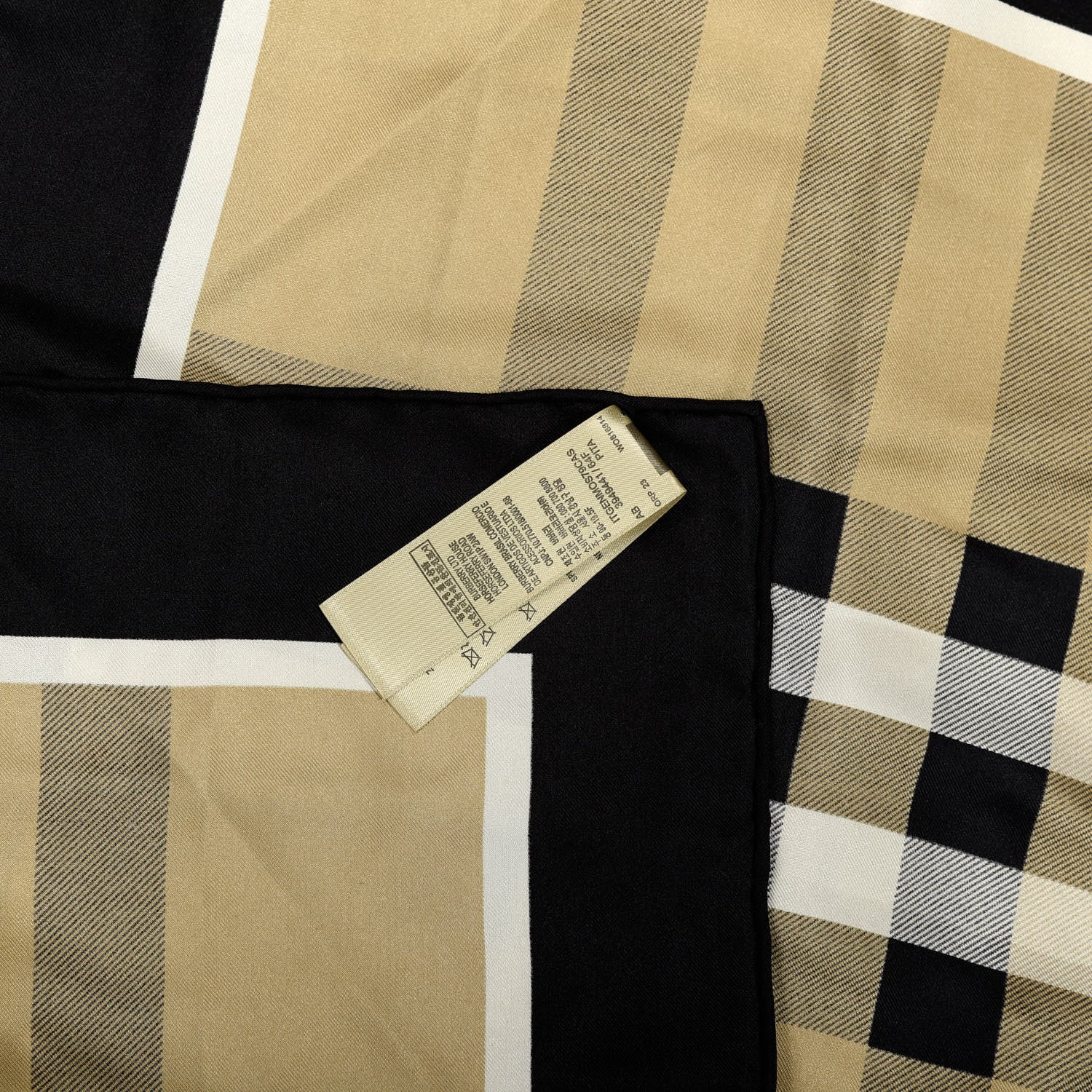 Burberry Silk Haymarket Check Square Scarf Beige Black 4 of 4