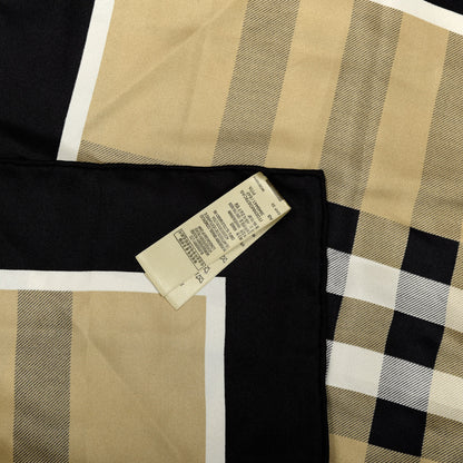 Burberry Silk Haymarket Check Square Scarf Beige Black 4 of 4