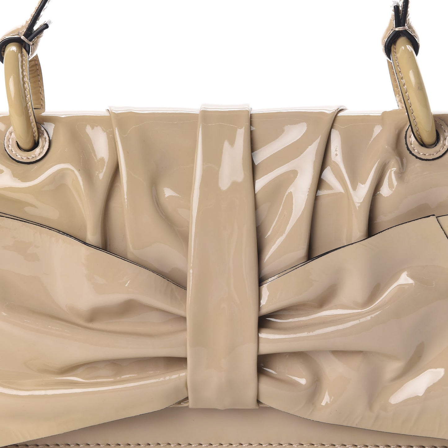 Patent Lacca Bow Shoulder Bag Nude
