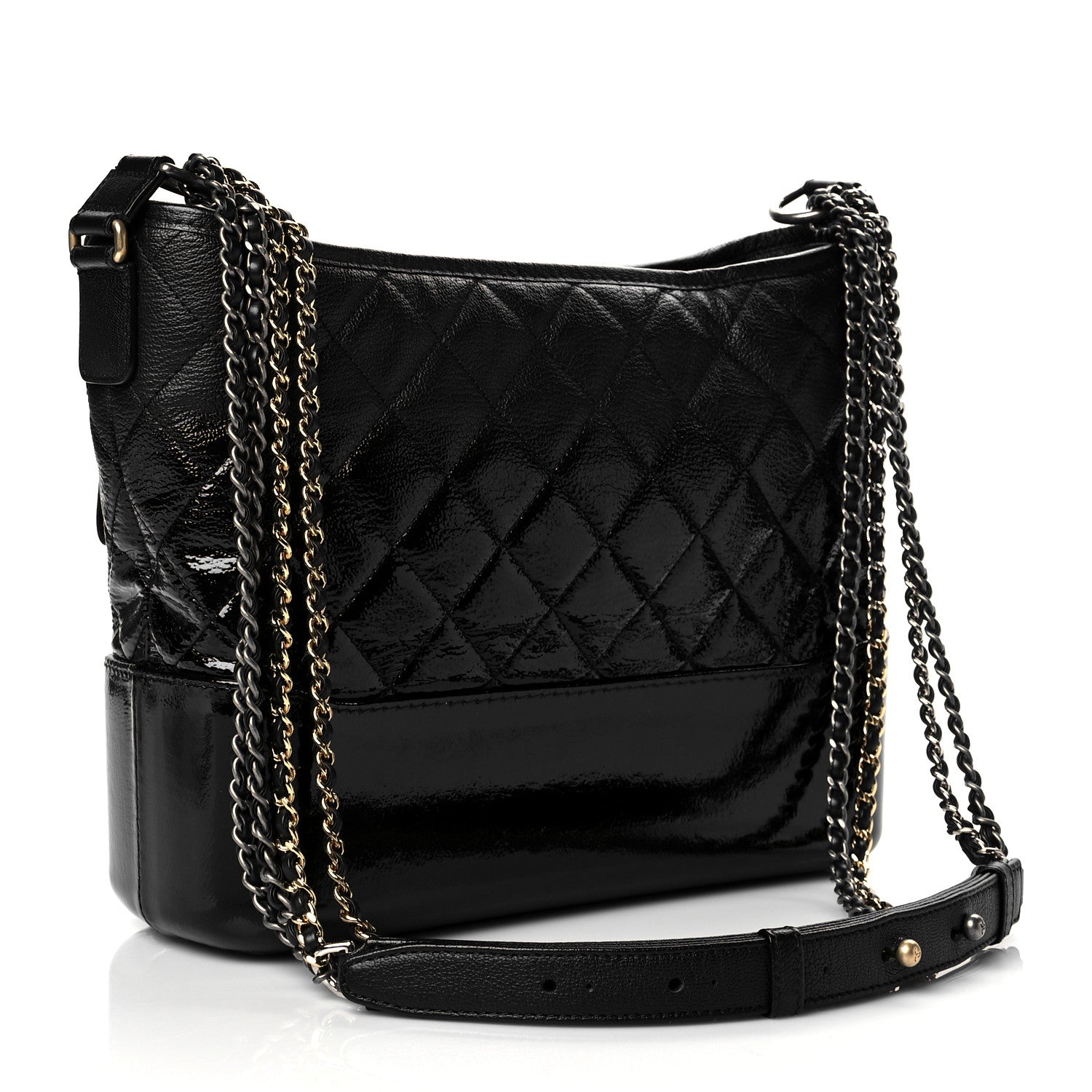 Chanel Patent Goatskin Quilted Medium Gabrielle Hobo Black 2 of 10