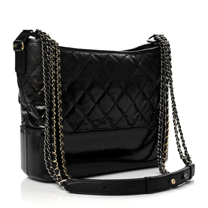 Chanel Patent Goatskin Quilted Medium Gabrielle Hobo Black 2 of 10