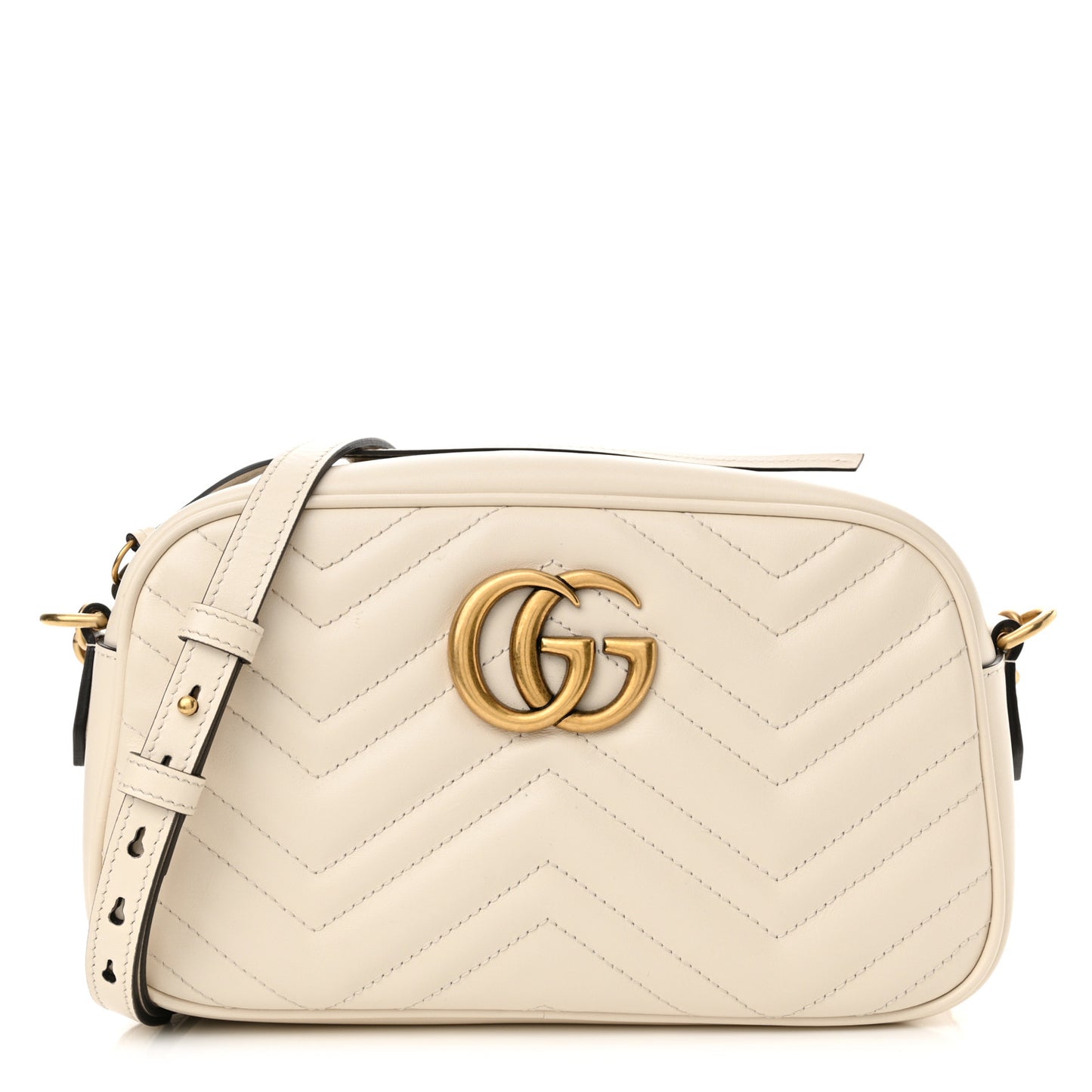 Calfskin Matelasse Small GG Marmont Chain Shoulder Bag White