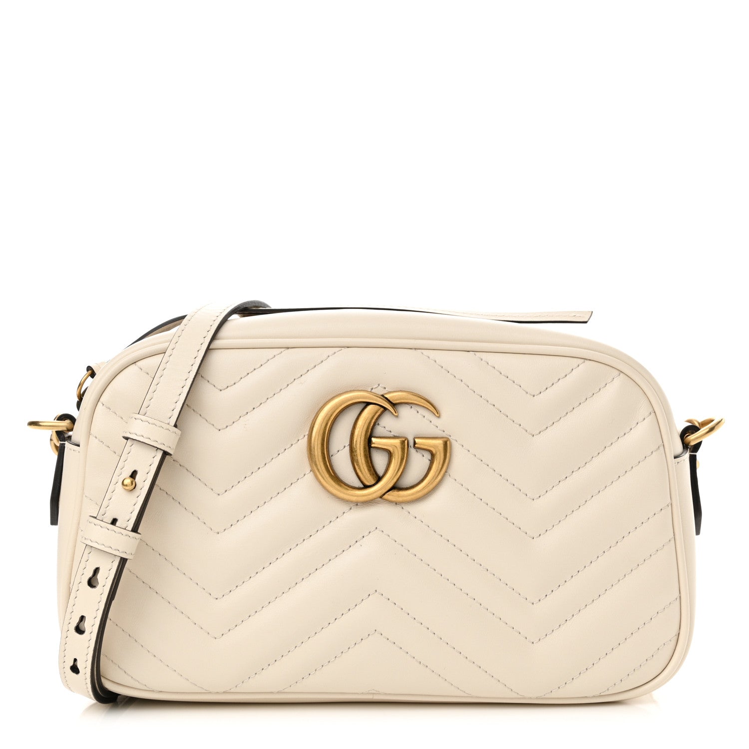 Gucci Calfskin Matelasse Small GG Marmont Chain Shoulder Bag White 1 of 10