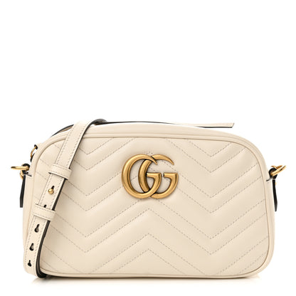 Gucci Calfskin Matelasse Small GG Marmont Chain Shoulder Bag White 1 of 10