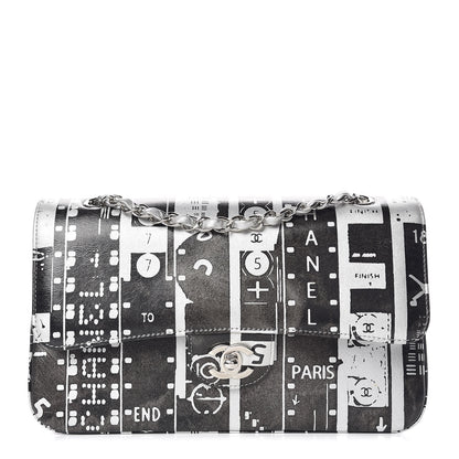 Chanel Lambskin Hand Painted Medium Double Flap Black Silver 1 of 11