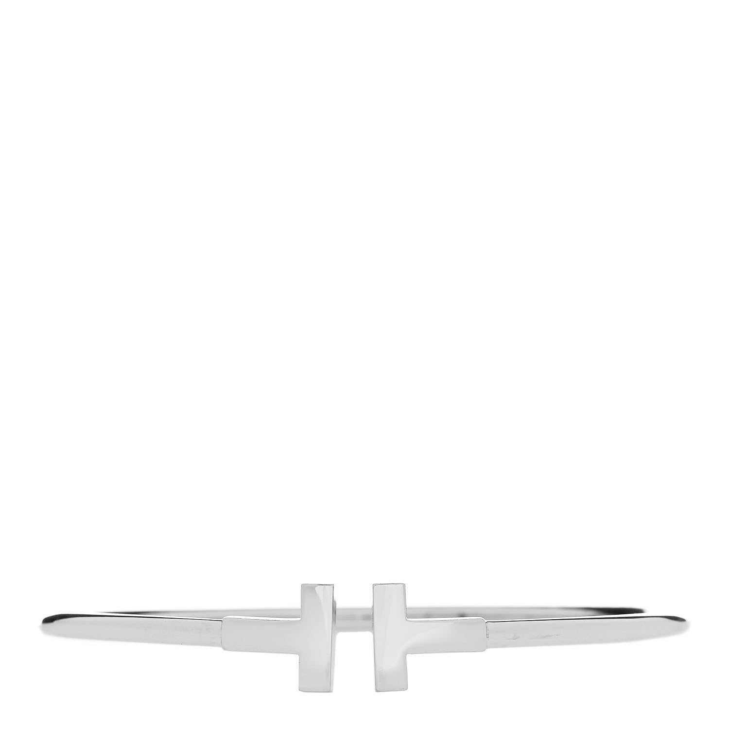 Tiffany 18K White Gold T Wire Bracelet 1 of 4