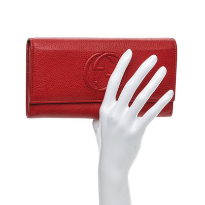 Gucci Pebbled Calfskin Soho Continental Wallet Red 2 of 7