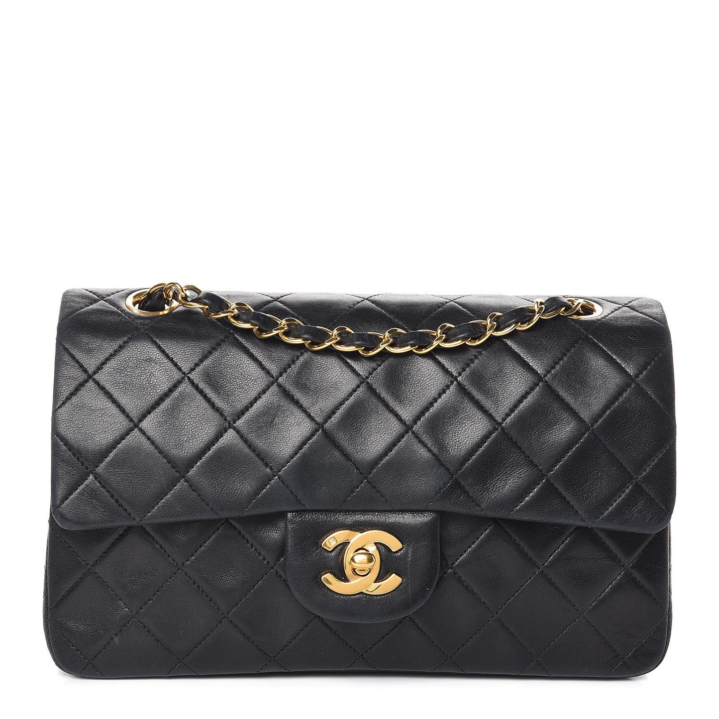 Lambskin Quilted Small Double Flap Black