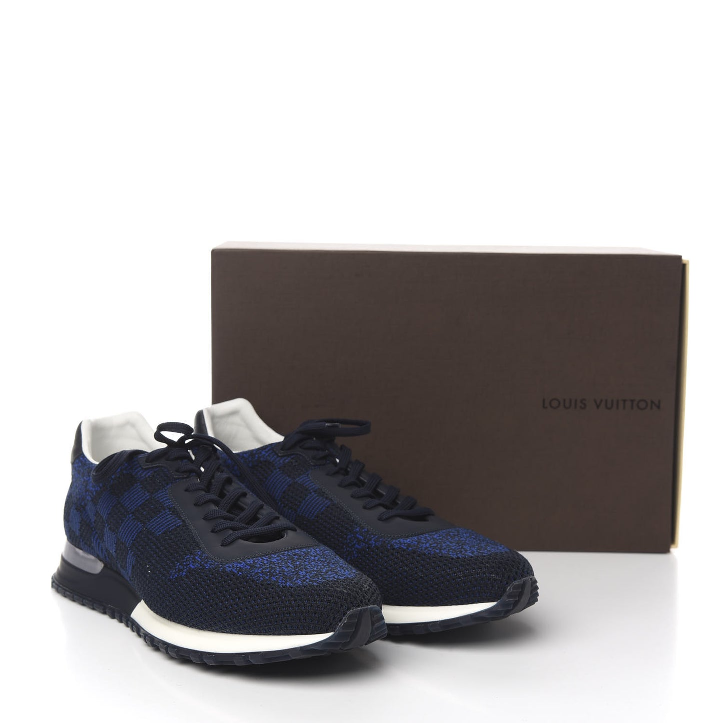 Calfskin Damier Run Away Sneakers 9 Pacific Blue