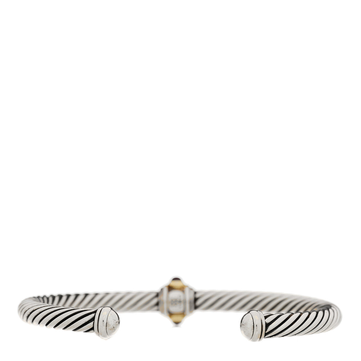 Sterling Silver 14K Yellow Gold Citrine Rhodolite Garnet 5mm Cable Renaissance Station Bracelet