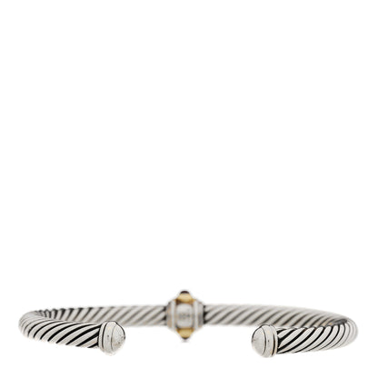 David Yurman Sterling Silver 14K Yellow Gold Citrine Rhodolite Garnet 5mm Cable Renaissance Station Bracelet 2 of 4