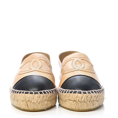 Chanel Lambskin CC Espadrilles 37 Beige Black 2 of 12